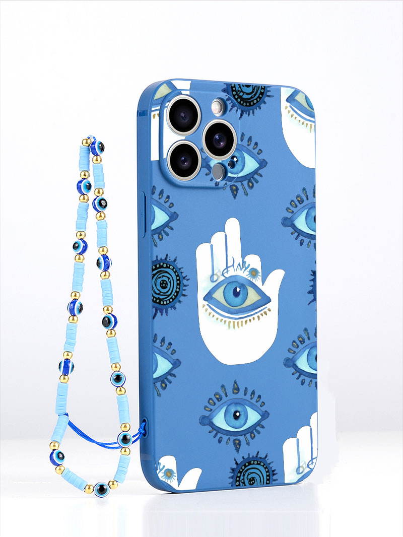 Phone Cases Classy - Luxo líquido silicone azul mal olho