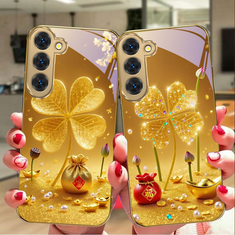Phone Cases Samsung S25 Fe - Capa de celular de vidro dourado