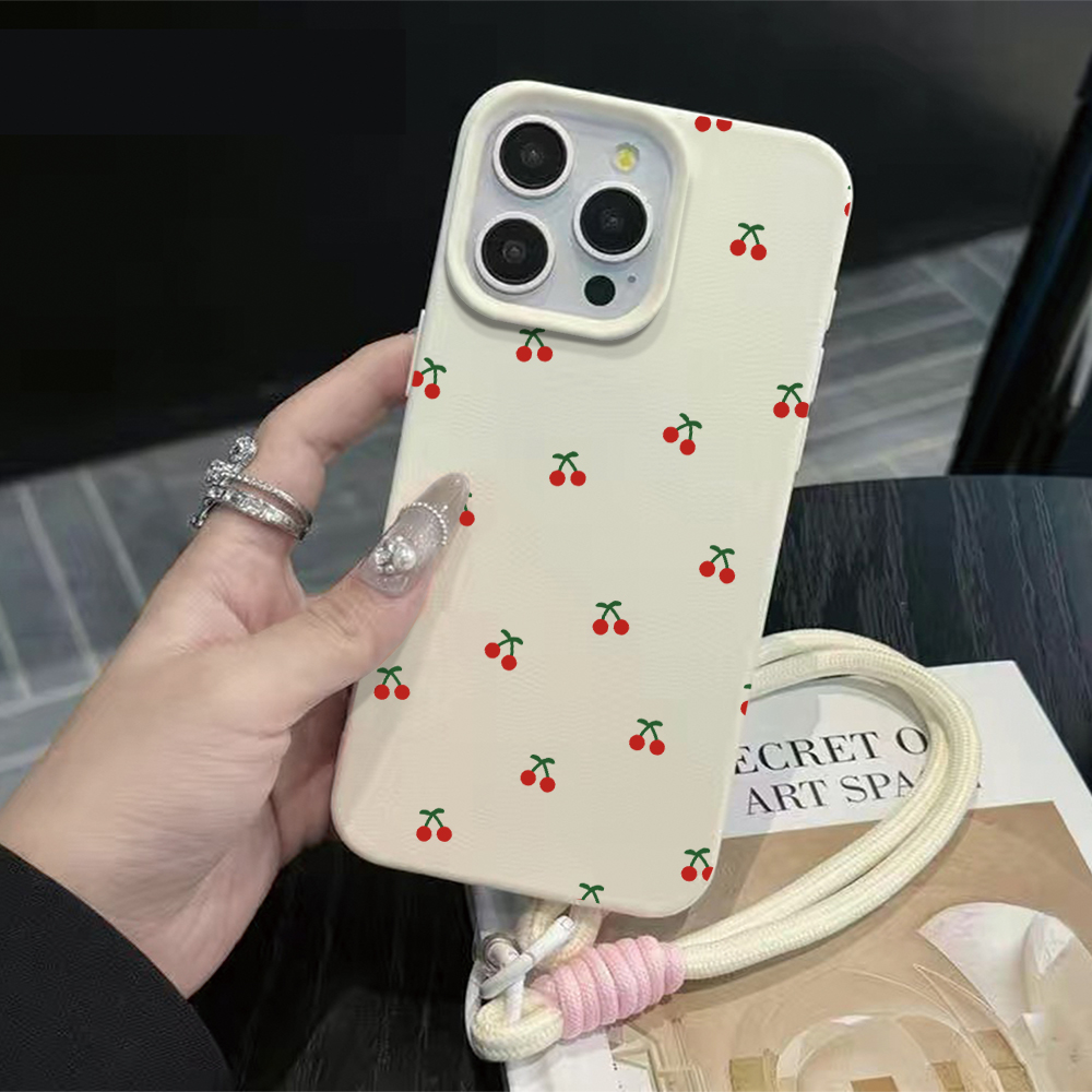 Phone Cases Cherry - Capa de Silicone Fosca com Alça