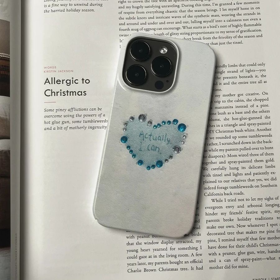 Phone Cases You Can Design - Sparkly Heart Design Empowering Texto 
